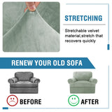 PrimeBeau 2 Piece Armchair Slipcovers Thick Velvet Couch Cover Furniture Protector Stretch Sofa Covers for 1 Cushion Couch with 1 Individual T Cushion Covers Washable
