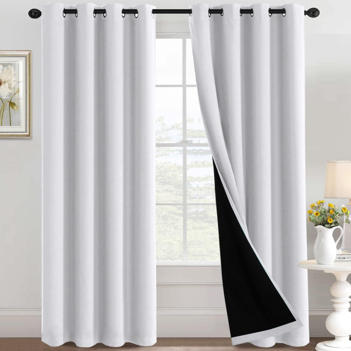 H.Versailtex Blackout Curtains for Bedroom with Black Liner 1 Panel