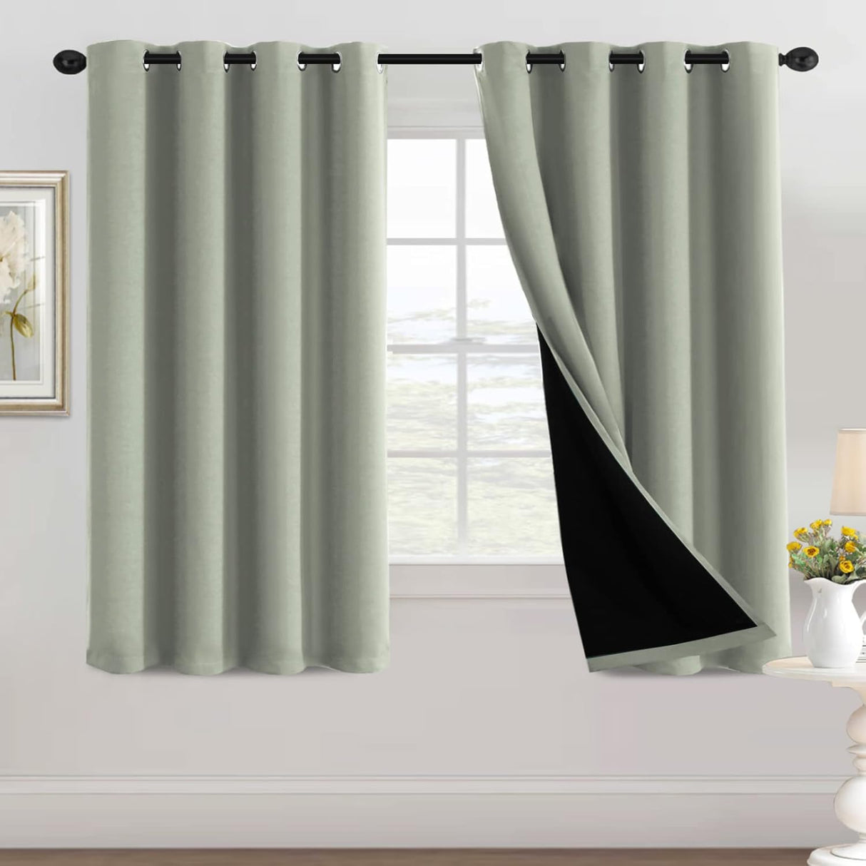 H.Versailtex Blackout Curtains for Bedroom with Black Liner 1 Panel