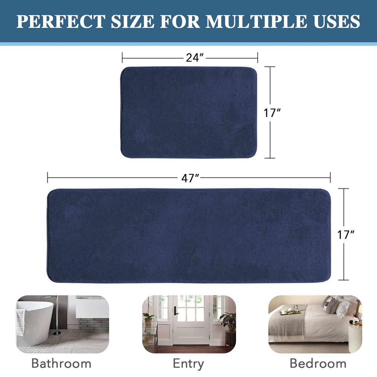 PrimeBeau Luxurious Memory Foam Bath Mat, Flannel Velvety Bath Mat Luxury Extra Soft and Absorbent Non Slip Rugs(Set of 2)