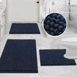 PrimeBeau 3-Piece Aqua Foam Bathroom Rugs Set | Non-Slip, Extra Absorbent Bath Mats for Tub & Shower | Soft Chenille, Vibrant Decor & Easy Care | 17''x24''+20''x32''+20''x24'' U-Shaped