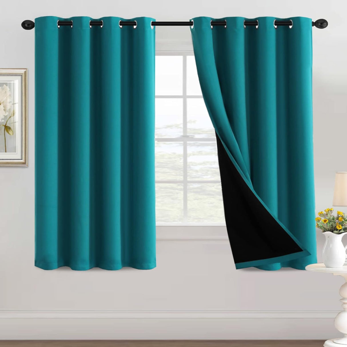 H.Versailtex Blackout Curtains for Bedroom with Black Liner 1 Panel