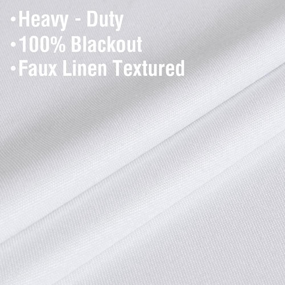 H.VERSAILTEX 100% Blackout Curtains for Bedroom Thermal Insulated Linen Textured Curtains Heat and Full Light Blocking Drapes Living Room Curtains 2 Panel Sets, 52x63 - Inch, Pure White