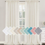 H.Versailtex Natural Linen Blended Curtains 63 Inches Length 2 Panels Textured Woven Linen Sheer Curtain Drapes for Living Room/Bedroom Light Filtering Rod Pocket Casual Draperies - Linen