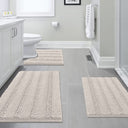 PrimeBeau 3 Piece Thick Striped Bathroom Rugs Set Non Slip Absorbent Soft Bath Mat (17''x24''+20''x32''+20''x24'' U-Shaped)