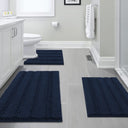 PrimeBeau 3 Piece Thick Striped Bathroom Rugs Set Non Slip Absorbent Soft Bath Mat (17''x24''+20''x32''+20''x24'' U-Shaped)