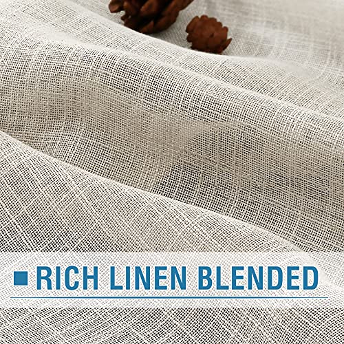 PrimeBeau Natural Linen Blended Grommet Curtains 2 Panel Sets