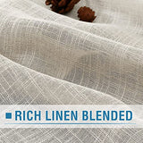 PrimeBeau Natural Linen Blended Grommet Curtains 2 Panel Sets