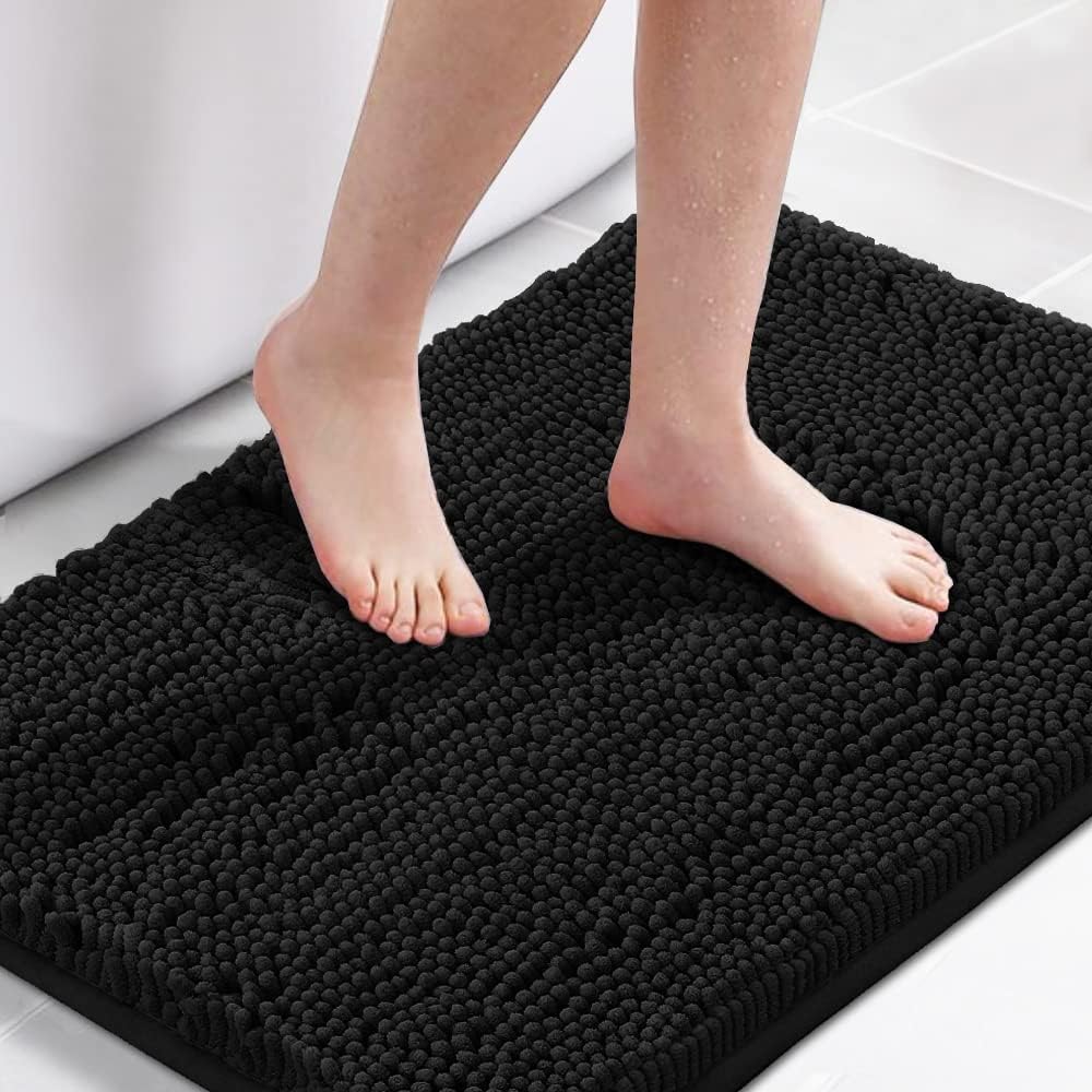 H.Versailtex 1 Piece Bath Mat Non Slip Chenille Bath Mats for Bathroom