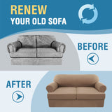 PrimeBeau 3 Pieces T Cushion Loveseat Slipcovers Couch Cover for 2 Cushion Couch Non Slip Super Stretch Soft Washable Furniture Protector with 2 Individual T Cushion Covers