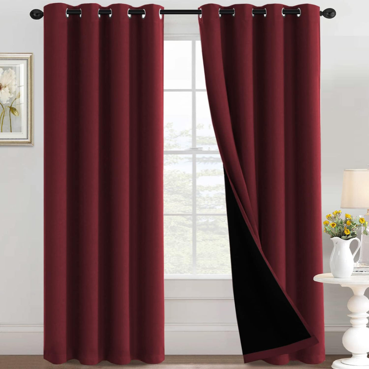 H.Versailtex Blackout Curtains for Bedroom with Black Liner 1 Panel