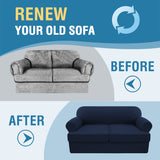 PrimeBeau 3 Pieces T Cushion Loveseat Slipcovers Couch Cover for 2 Cushion Couch Non Slip Super Stretch Soft Washable Furniture Protector with 2 Individual T Cushion Covers