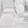 PrimeBeau 3-Piece Aqua Foam Bathroom Rugs Set | Non-Slip, Extra Absorbent Bath Mats for Tub & Shower | Soft Chenille, Vibrant Decor & Easy Care | 17''x24''+20''x32''+20''x24'' U-Shaped