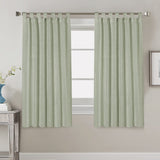 PrimeBeau Natural Linen Mix Tab Top Curtains, Light Filtering Panels (Set of 2)