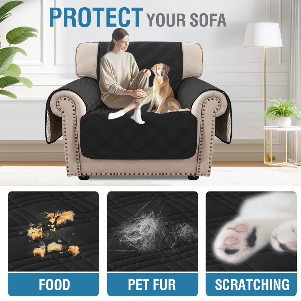 PrimeBeau 100% Waterproof Armchair Covers Washable,Thick Soft Couch Cover for Dogs with Elastic Straps (Armchair, Diamond Shape)