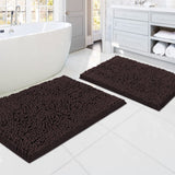 PrimeBeau Luxury Chenille U Shaped Bathroom Rug Sets -Absorbent,Washable,Dry Fast Area Carpet Mats 2 Pieces