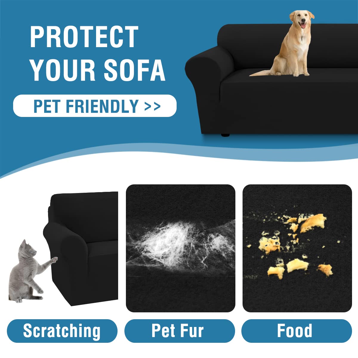 PrimeBeau 2023 Version Sofa Cover 1-Piece Stretch Couch Covers for 3 and 4 Cushions Couch Sofa Cover Spandex Non Slip Soft Form Fit Furniture Protector with Elastic Bottom
