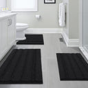 PrimeBeau 3 Piece Thick Striped Bathroom Rugs Set Non Slip Absorbent Soft Bath Mat (17''x24''+20''x32''+20''x24'' U-Shaped)