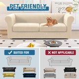 PrimeBeau 3 Pieces Chesterfield Loveseat & Oversized Loveseat Covers Stretch Slip Covers, Mid Century Deep Seat Couch Cover Fit Width Up to 70"-88", Thicker Jacquard Fabric (1 base cover and 2 individual cushion covers)