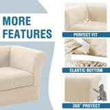 PrimeBeau 2 Pieces Chesterfield Armchair Covers Stretch Slip Covers, Mid Century Deep Seat Couch Cover Fit Width Up to 47 Inch, Thicker Jacquard Fabric (Including 1 base cover and 1 individual cushion cover)