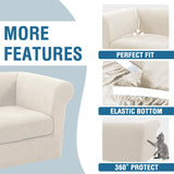 PrimeBeau 2 Pieces Chesterfield Armchair Covers Stretch Slip Covers, Mid Century Deep Seat Couch Cover Fit Width Up to 47 Inch, Thicker Jacquard Fabric (Including 1 base cover and 1 individual cushion cover)