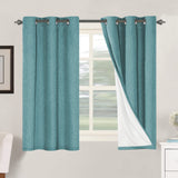 PrimeBeau 100% Blackout Linen Textured Curtains 42 series, Set of 2 Panels