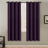 PrimeBeau Blackout Grommet Solid Color Curtain Set of 2 Panels, W52" Short