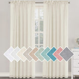 H.Versailtex Natural Linen Blended Curtains 63 Inches Length 2 Panels Textured Woven Linen Sheer Curtain Drapes for Living Room/Bedroom Light Filtering Rod Pocket Casual Draperies - Linen