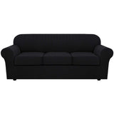 H.VERSAILTEX 4 Piece Stretch Sofa Covers for 3 Cushion Couch Covers for Living Room Furniture Slipcovers (Base Cover Plus 3 Seat Cushion Covers) Upgraded Thicker Jacquard Fabric (Sofa, Off White)
