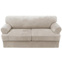PrimeBeau Sofa Cover 3 Pieces T Cushion Loveseat Slipcovers Thick Velvet Couch Cover Furniture Protector Stretch T Cushion Sofa Covers for 2 Cushion Couch with 2 T Cushion Covers Washable