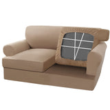 PrimeBeau 3 Pieces T Cushion Loveseat Slipcovers Couch Cover for 2 Cushion Couch Non Slip Super Stretch Soft Washable Furniture Protector with 2 Individual T Cushion Covers