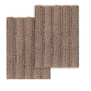 H.Versailtex 2 Pieces  Extra Thick Chenille Striped Pattern Shaggy Bath Rugs Include 1 Rectangle and 1 Toilet Rug