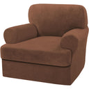 PrimeBeau 2 Piece Armchair Slipcovers Thick Velvet Couch Cover Furniture Protector Stretch Sofa Covers for 1 Cushion Couch with 1 Individual T Cushion Covers Washable