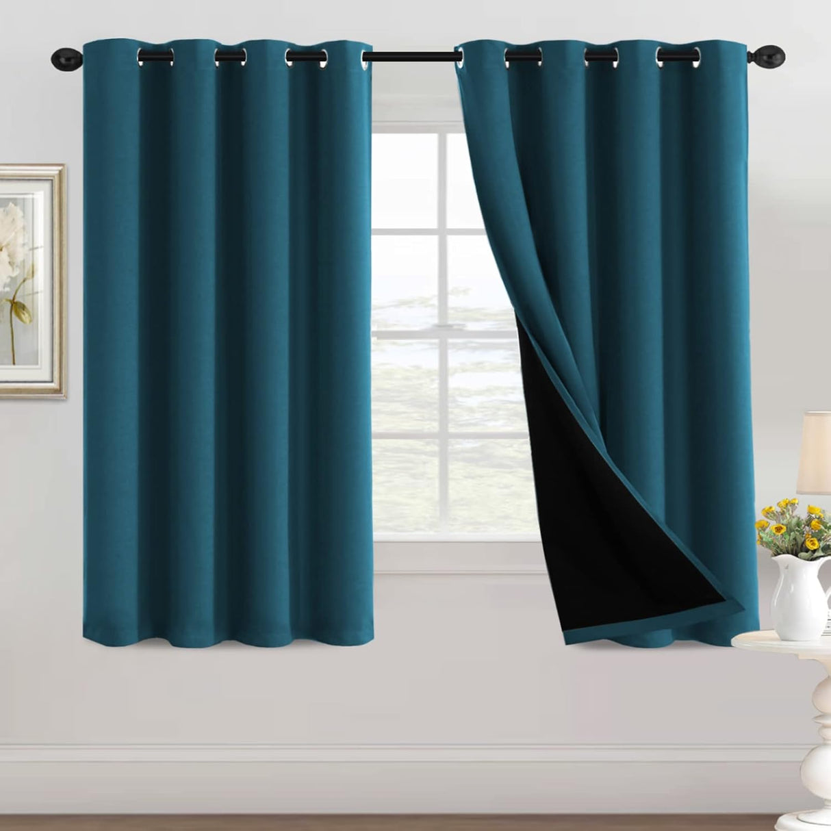 H.Versailtex Blackout Curtains for Bedroom with Black Liner 1 Panel