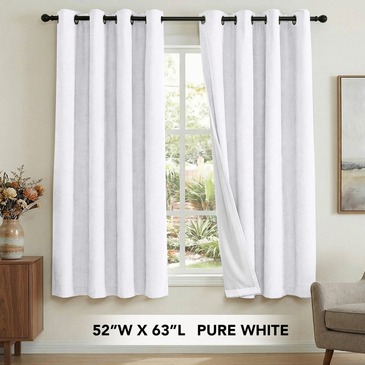 H.Versailtex Premium 100% Blackout Curtains Thermal Insulated White Liner Grommet Top Sold by 2 Panel