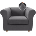 PrimeBeau 2 Pieces Chesterfield Armchair Covers Stretch Slip Covers, Mid Century Deep Seat Couch Cover Fit Width Up to 47 Inch, Thicker Jacquard Fabric (Including 1 base cover and 1 individual cushion cover)