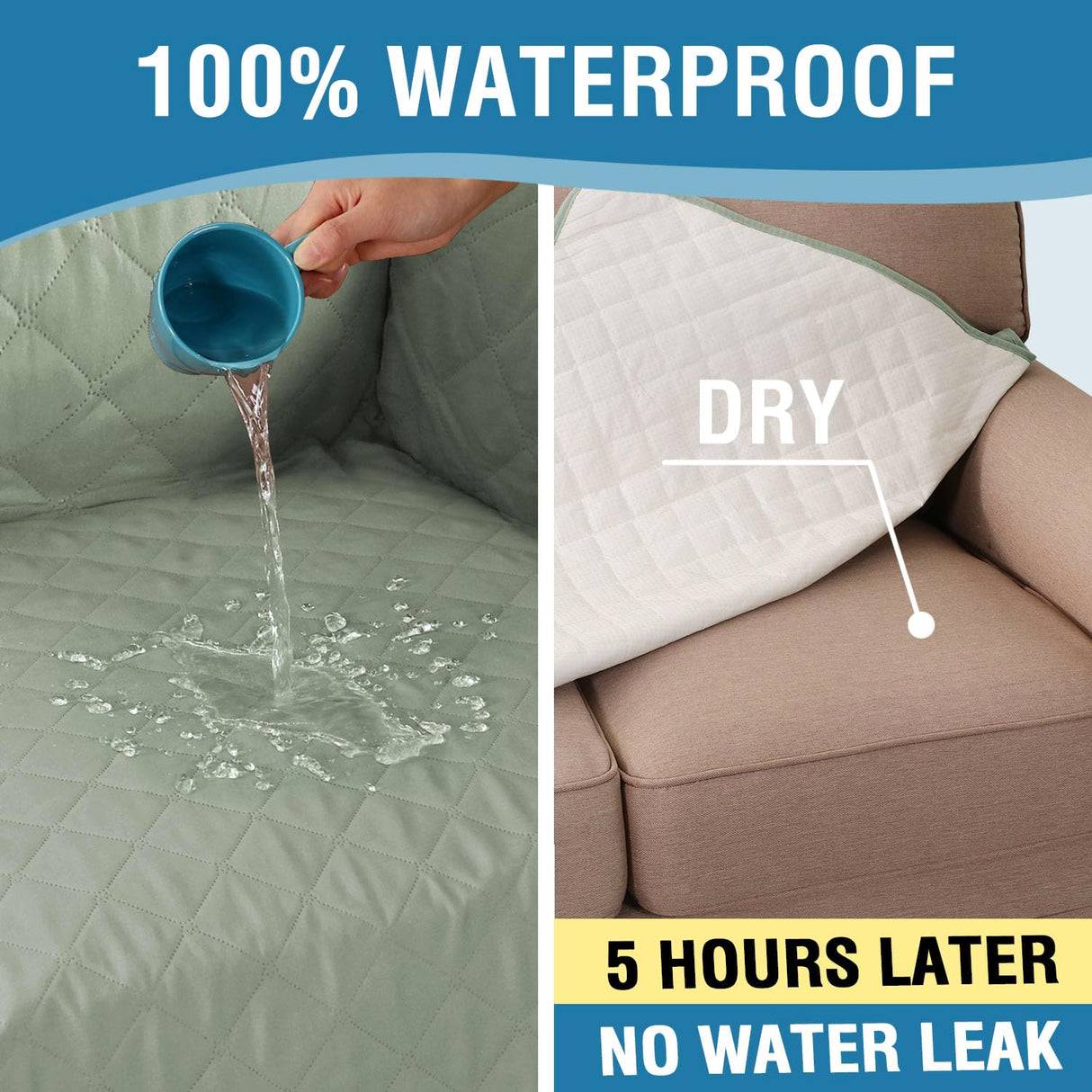 PrimeBeau 100% Waterproof Sectional Couch Covers 2-Piece Couch Cover L Shape Sofa Covers Washable for Dogs Non Slip (Loveseat）