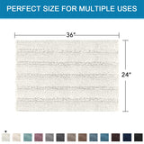 PrimeBeau Luxury Chenille Striped Bath Mats Set | Ultra Thick & Absorbent Non Slip Rugs 24“ x 36"