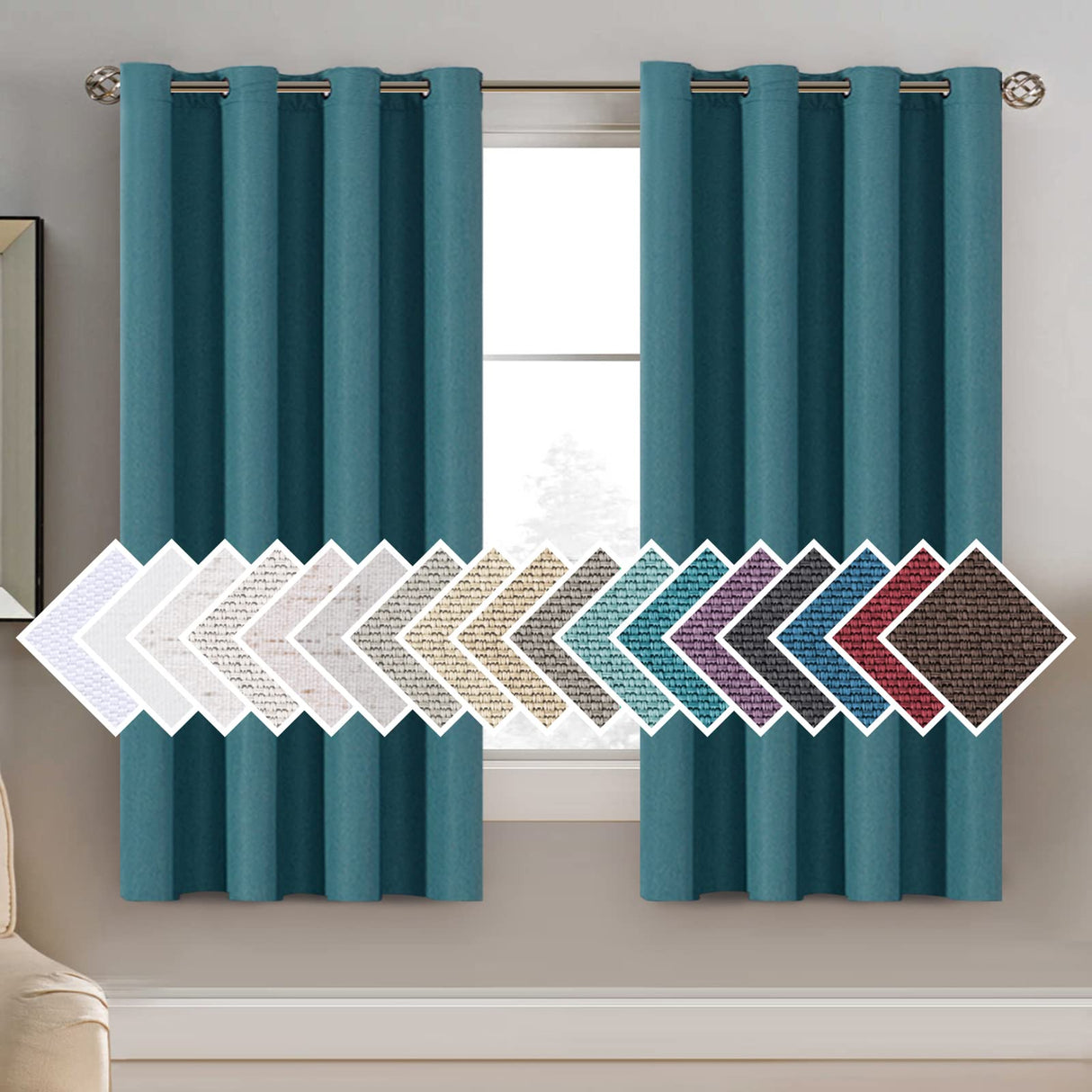PrimeBeau Faux Linen Room Darkening Blackout Curtain Sold by 1 Panel, Short