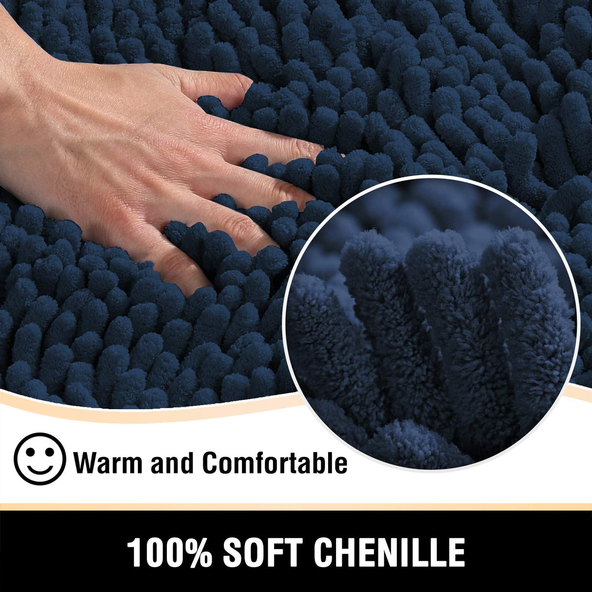 PrimeBeau Luxury Chenille U Shaped Bathroom Rug Sets -Absorbent,Washable,Dry Fast Area Carpet Mats 2 Pieces