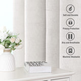 PrimeBeau Natural Linen Curtains 2 Panels Back Tab Loop Pocket Boho Sheer Curtain