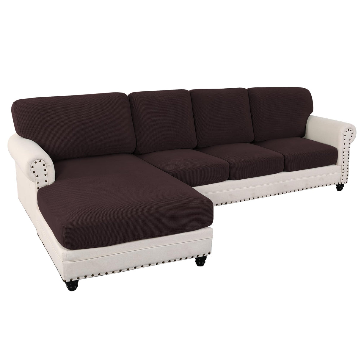 PrimeBeau 2024 New Sectional Couch Covers 8 Pieces Stretch Sofa Covers for Sectional Sofa Set Separate L Shaped Couch Cover for Both Left/Right Couch (Seat and Back: 1 Chaise for Sofa)