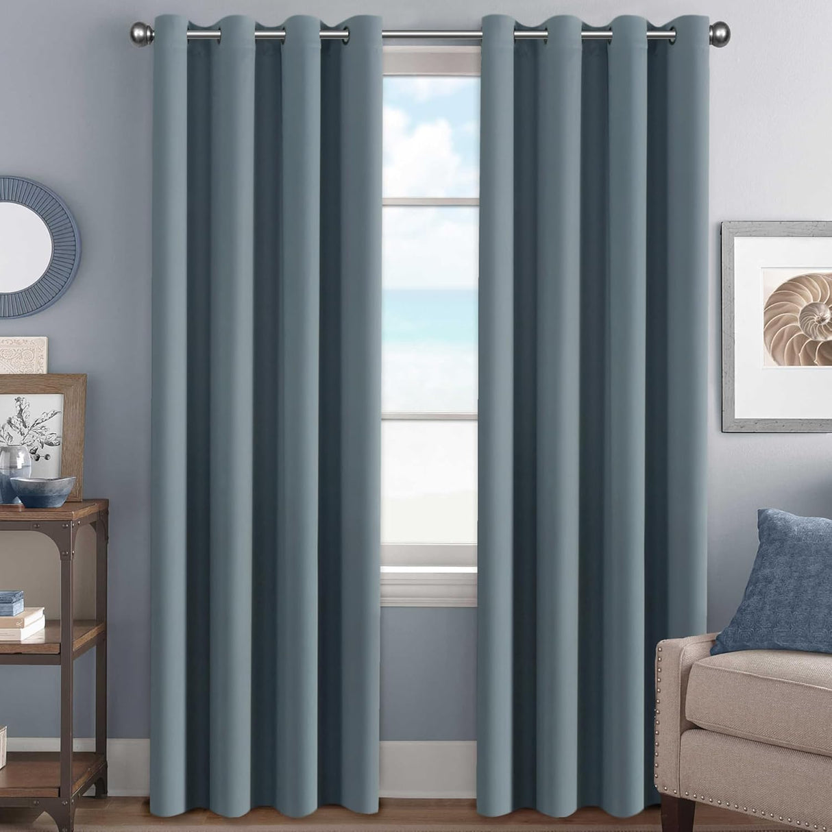 H.Versailtex 2 Panels Blackout Curtains Thermal Insulated Grommet Top Solid Color Curtains