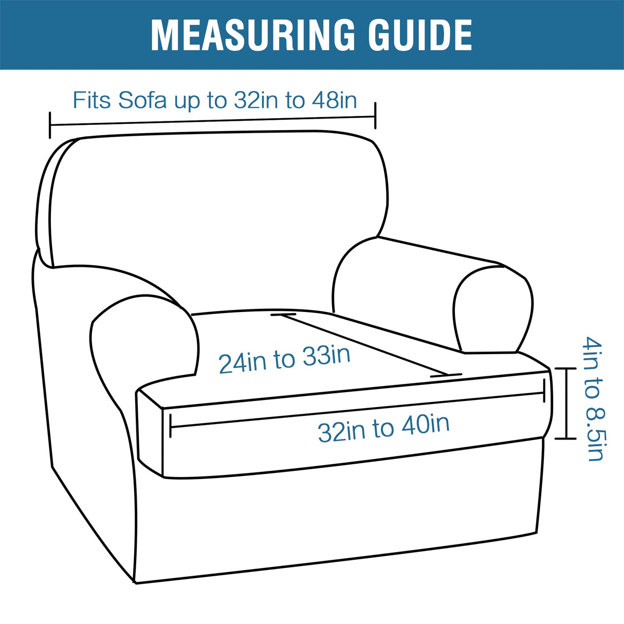 PrimeBeau 2 Pieces T Cushion Sofa Slipcovers Couch Cover for 1 Cushion Couch Non Slip Super Stretch Soft Washable Furniture Protector with 1 Individual T Cushion Cover