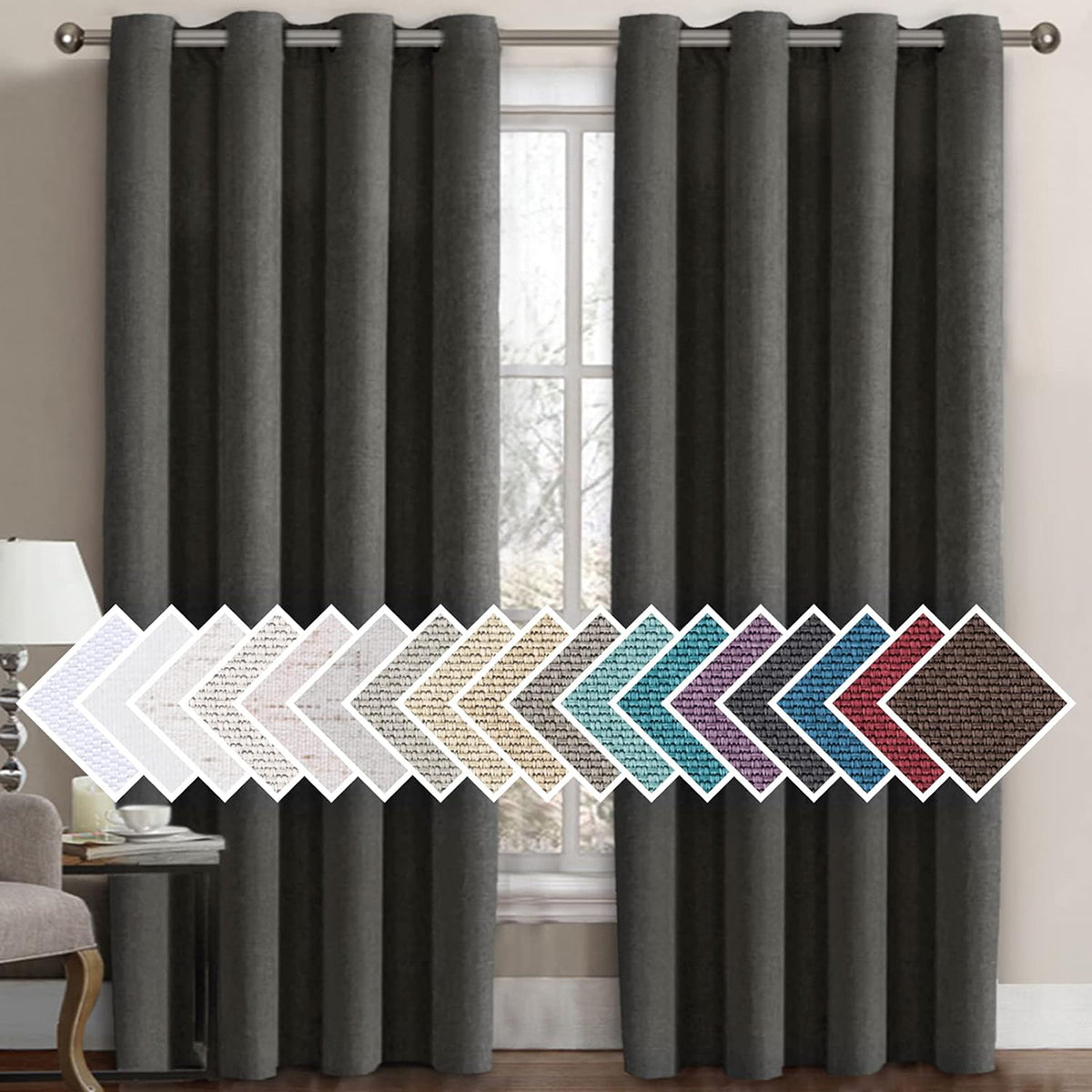 H.Versailtex 1 Panel Linen Blackout Thermal Insulated Grommet Curtain