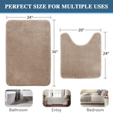 PrimeBeau Luxurious Memory Foam Bath Mat, Flannel Velvety Bath Mat Luxury Extra Soft and Absorbent Non Slip Rugs(Set of 2)