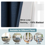 H.VERSAILTEX Linen Blackout Curtains 72 Inches Long 100% Absolutely Blackout Thermal Insulated Textured Linen Look Curtain Draperies Anti-Rust Grommet, Energy Saving with White Liner, 2 Panels, Navy