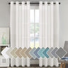PrimeBeau Faux Linen Grommet Sheer Curtains - Set of 2 Panels 52 Series Long
