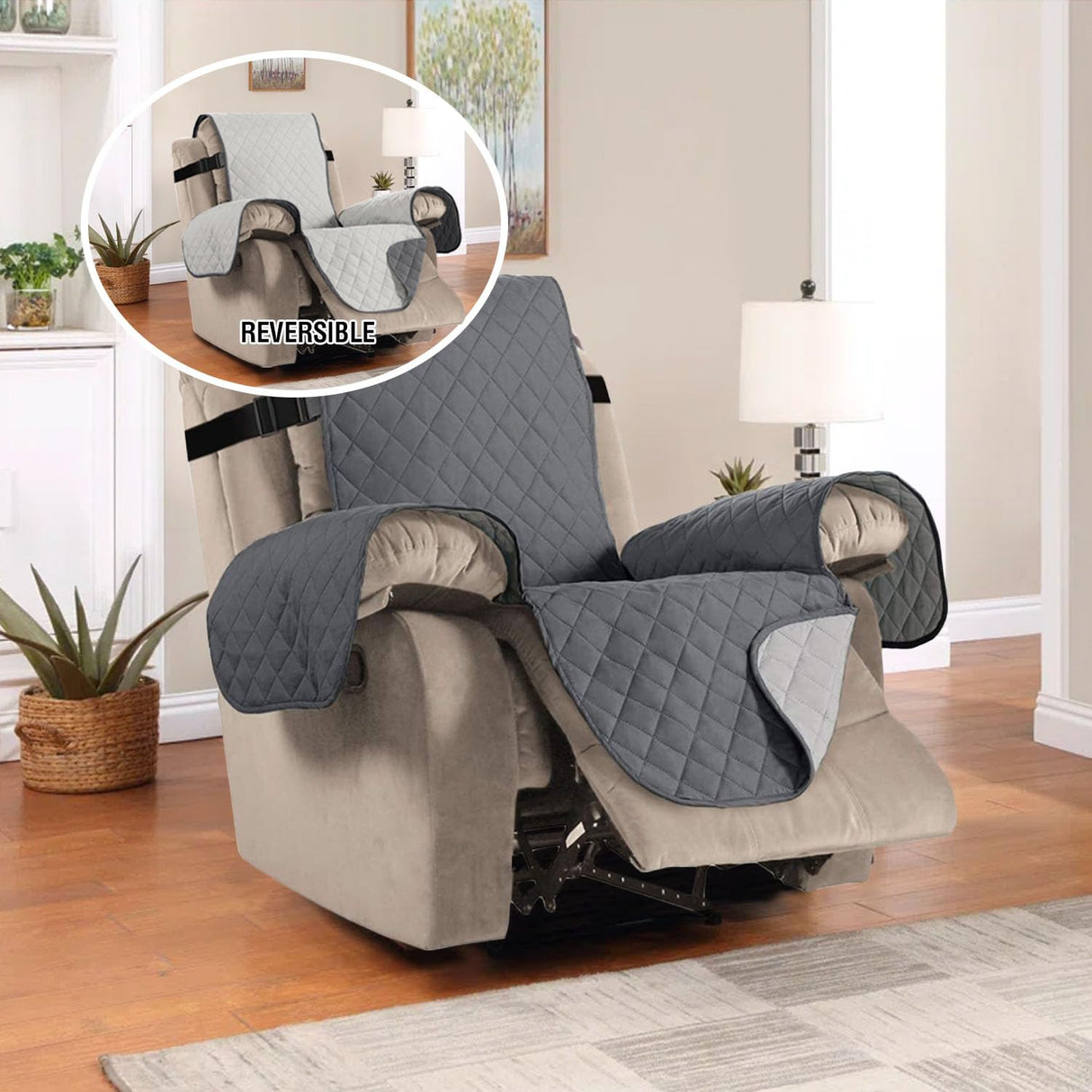 PrimeBeau Reversible Quilted Recliner Covers