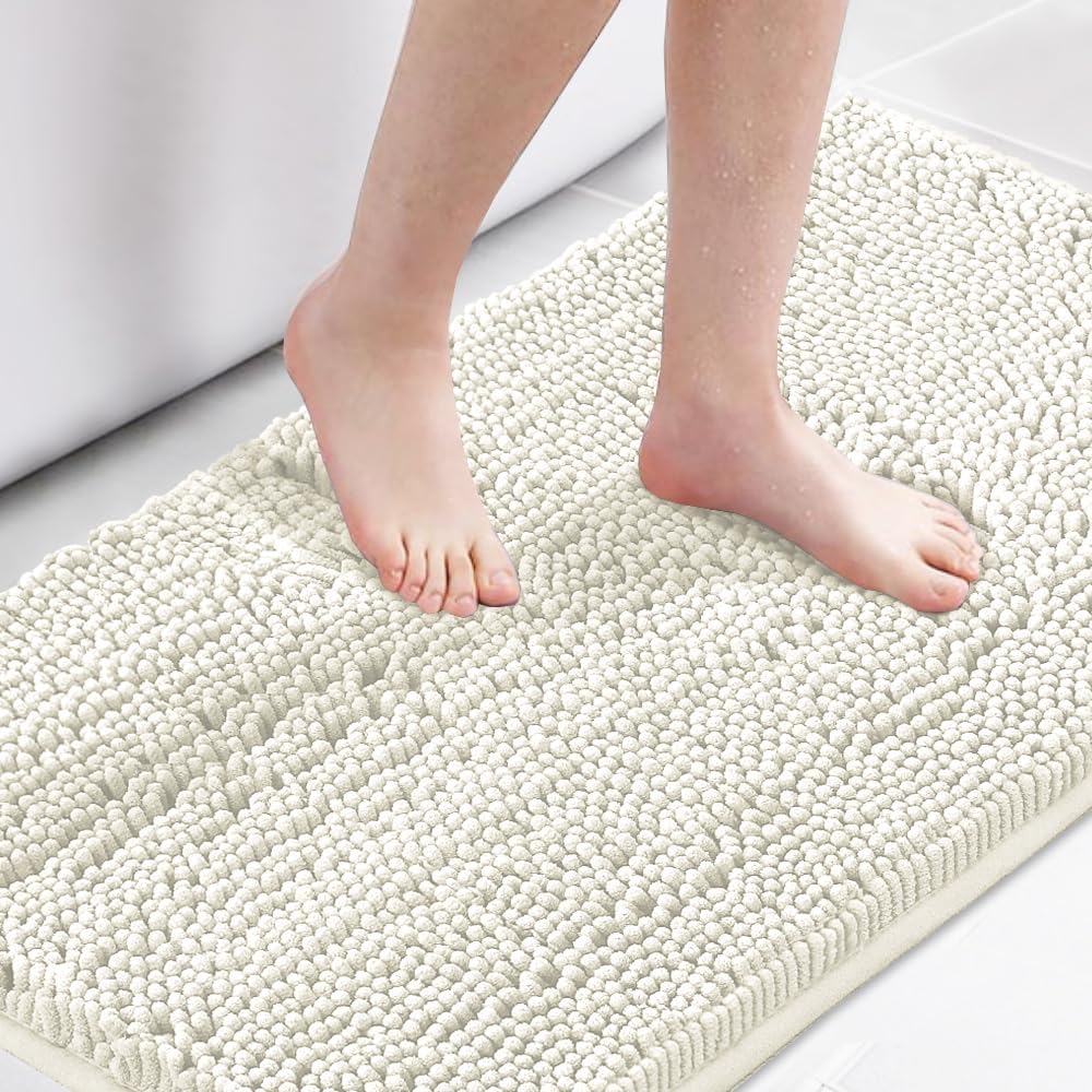 H.Versailtex 1 Piece Bath Mat Non Slip Chenille Bath Mats for Bathroom